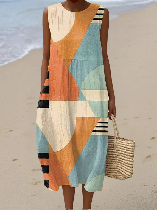 Iris Geometrische Midi-Jurk