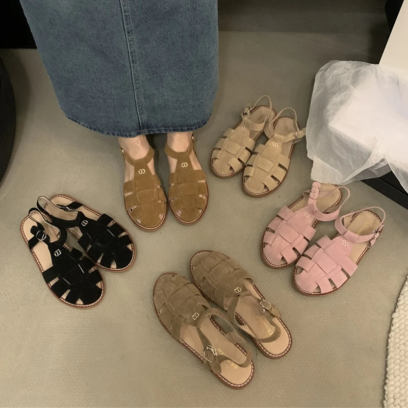 DAXIA | VINTAGE STRAP FLAT SANDALS