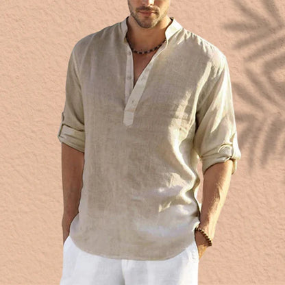 Abdeslam - Casual Linen Long Sleeve Shirt