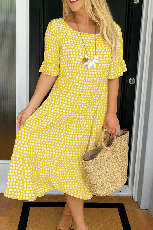 Iris Midi Jurk met Korte Mouwen