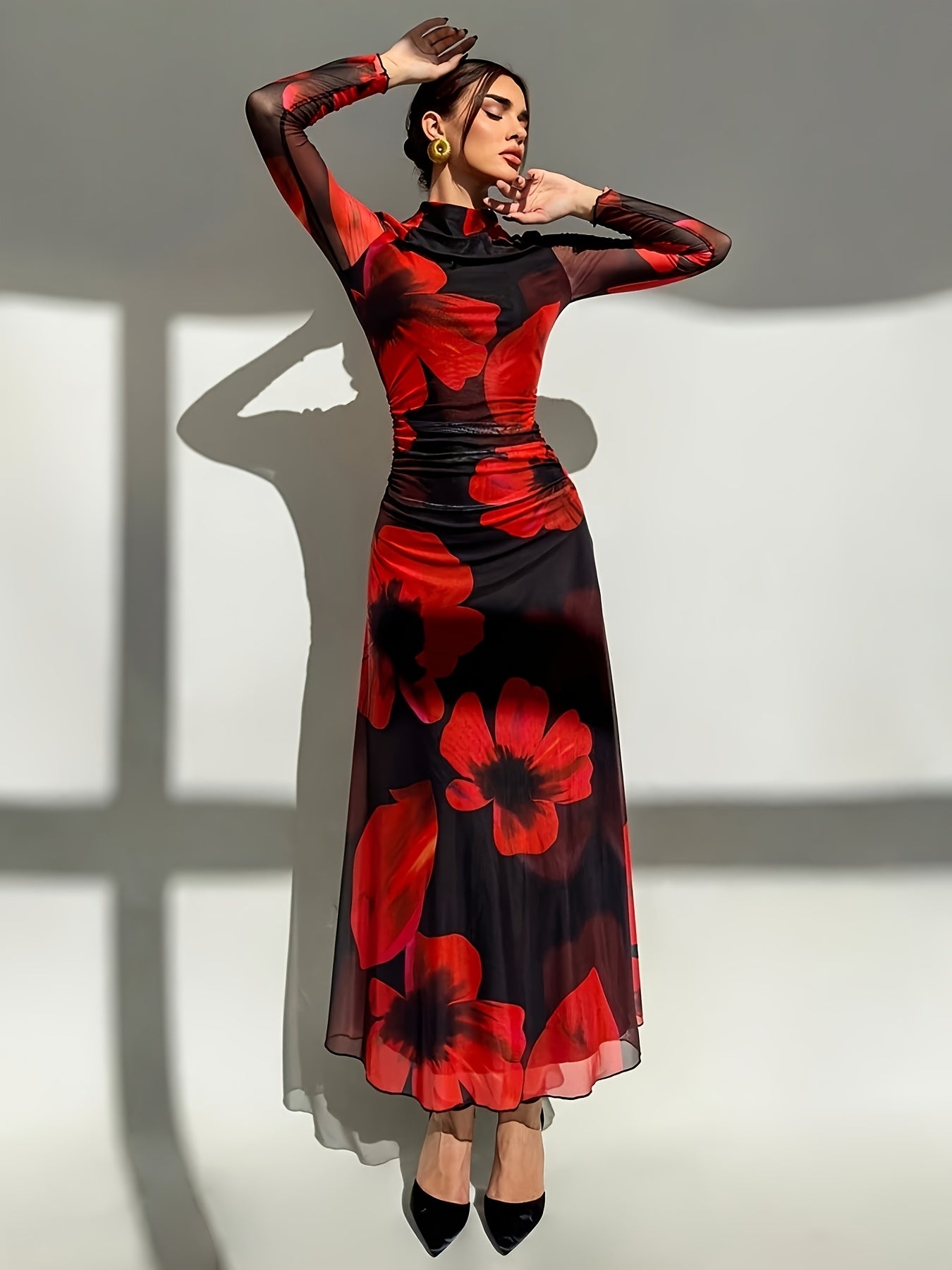 Ava - Floral Mesh Bodycon Dress