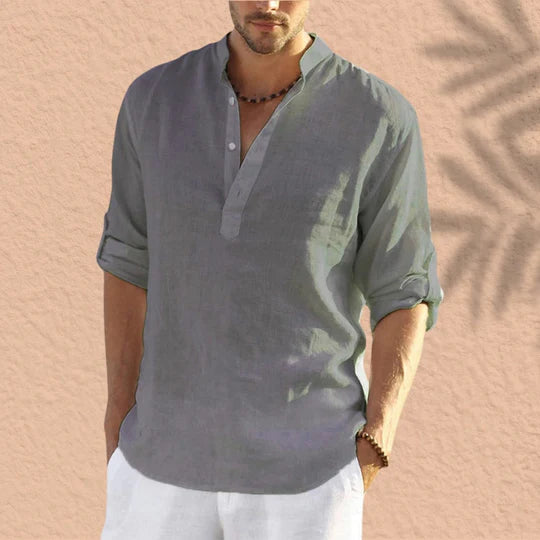 Abdeslam - Casual Linen Long Sleeve Shirt