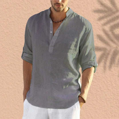 Abdeslam - Casual Linen Long Sleeve Shirt