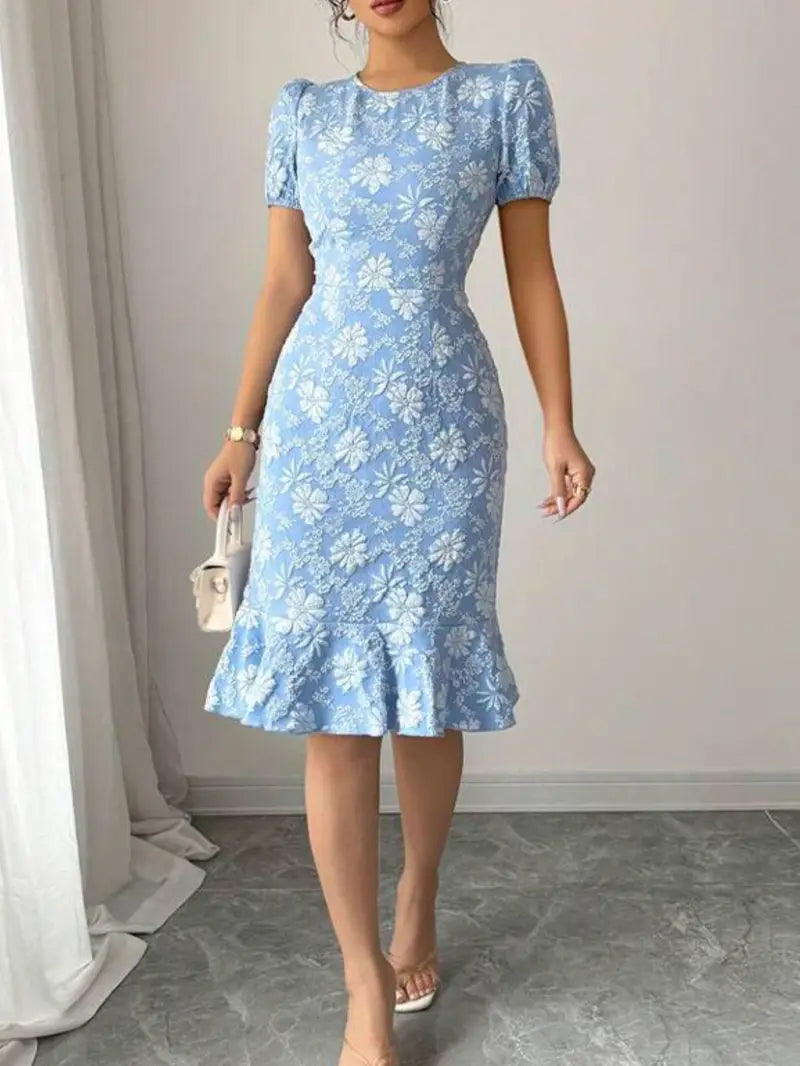 Aria – Floral Embossed Midi Dress