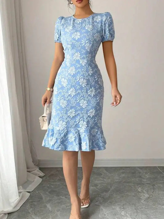 Aria – Floral Embossed Midi Dress