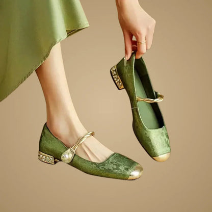 AVAIA | EMBELLISHED TOE-CAP LOW HEELS