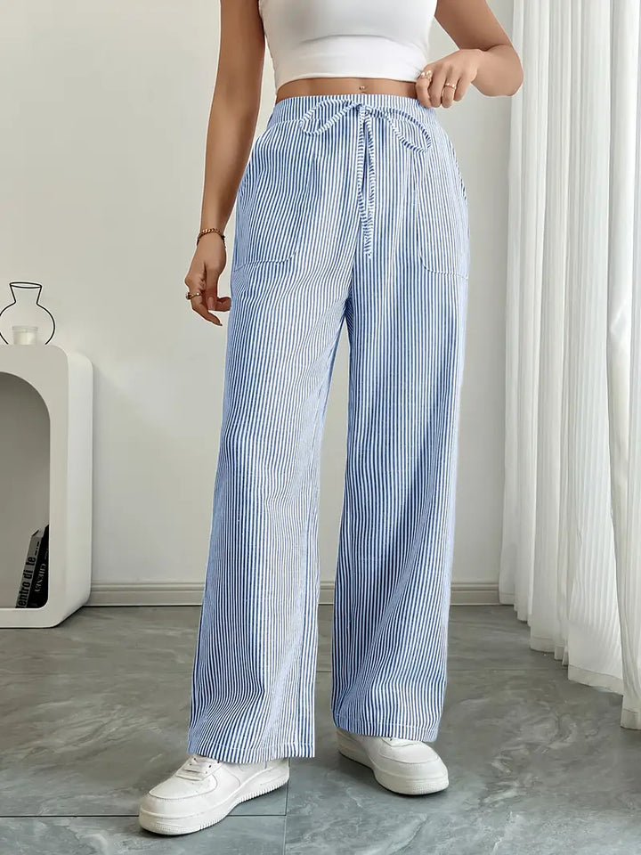 Alina - Elegant Striped Pant With Pockets