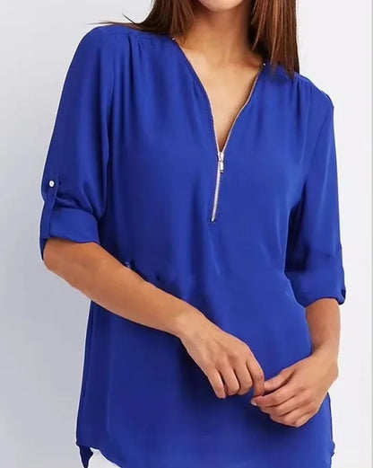 Zella Zip V-Neck Blouse