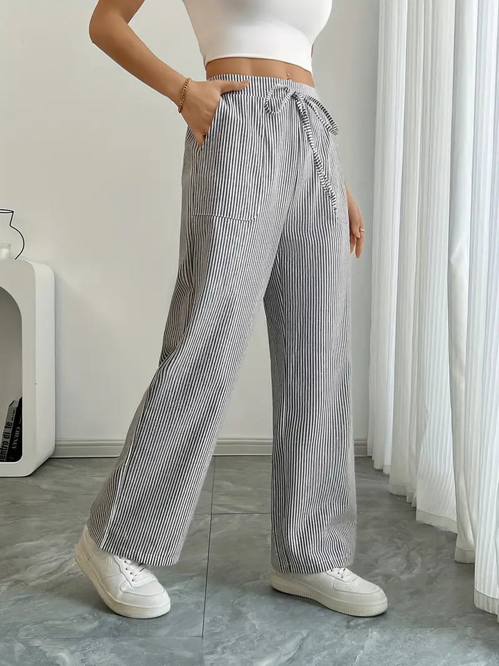 Alina - Elegant Striped Pant With Pockets