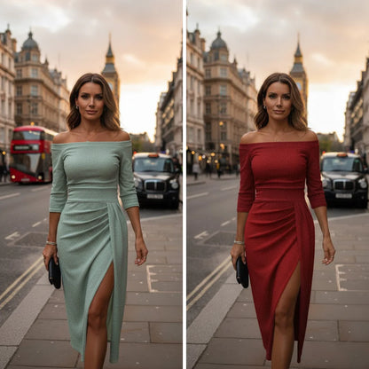 Isabeau | Elegante maxi-jurk met halternek en een vloeiende, sierlijke pasvorm