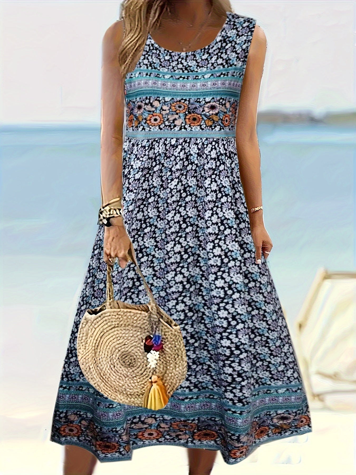 Ava – Floral Print Sleeveless Tank Dress