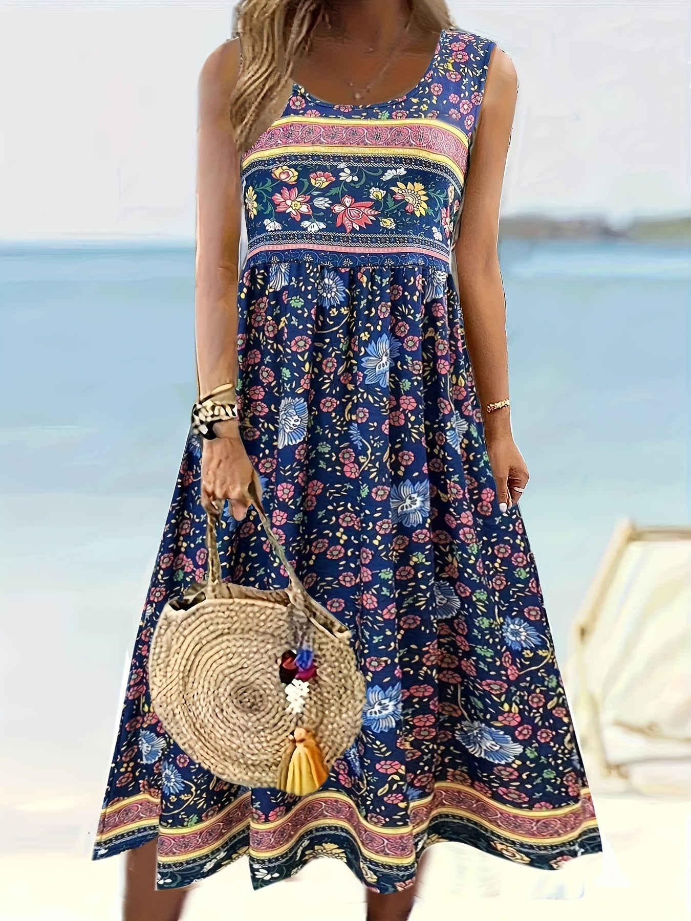 Ava – Floral Print Sleeveless Tank Dress