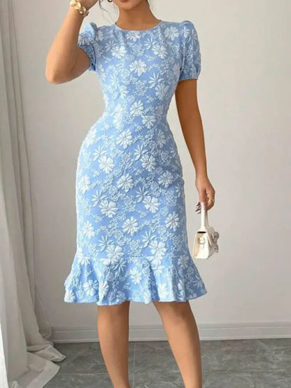 Aria – Floral Embossed Midi Dress