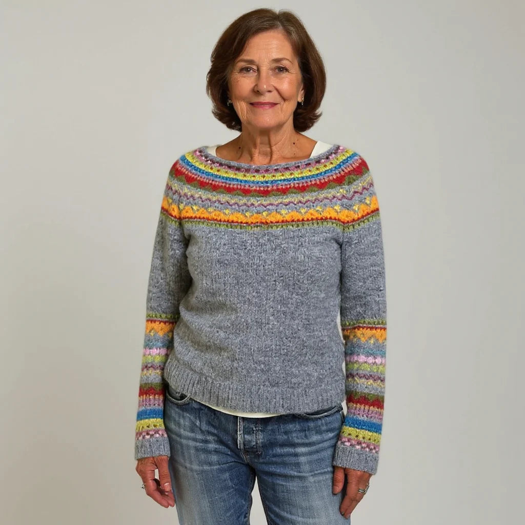 JANET | PATTERNED YOKE SWEATER