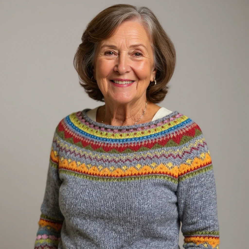 JANET | PATTERNED YOKE SWEATER