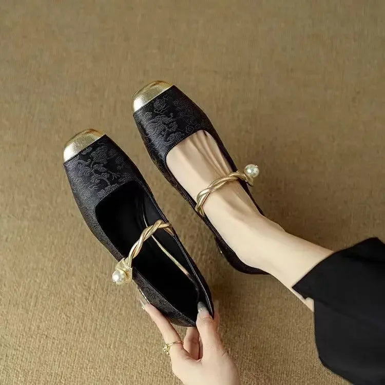 AVAIA | EMBELLISHED TOE-CAP LOW HEELS