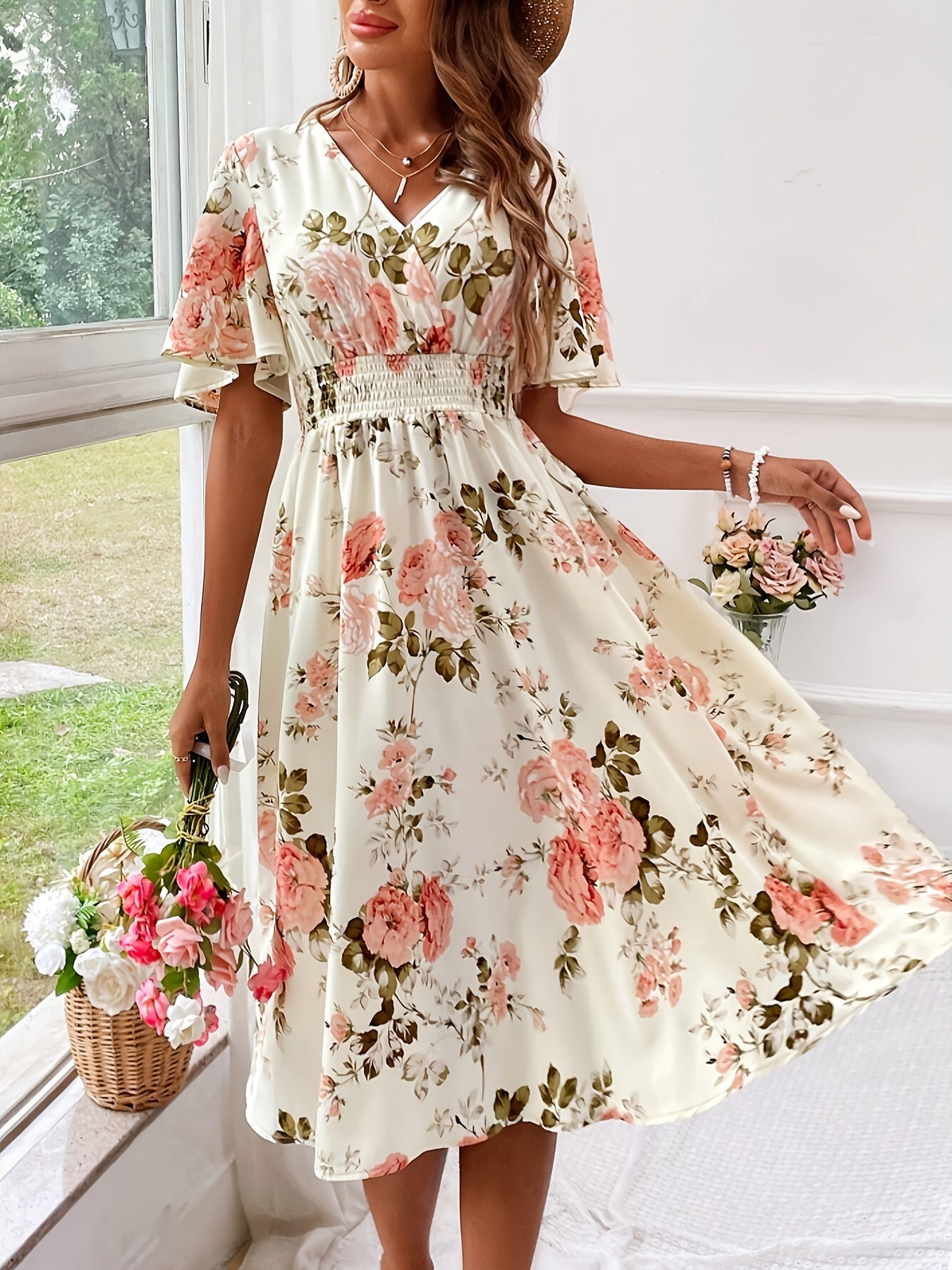 Aria - Plus Size Floral Pencil Dres
