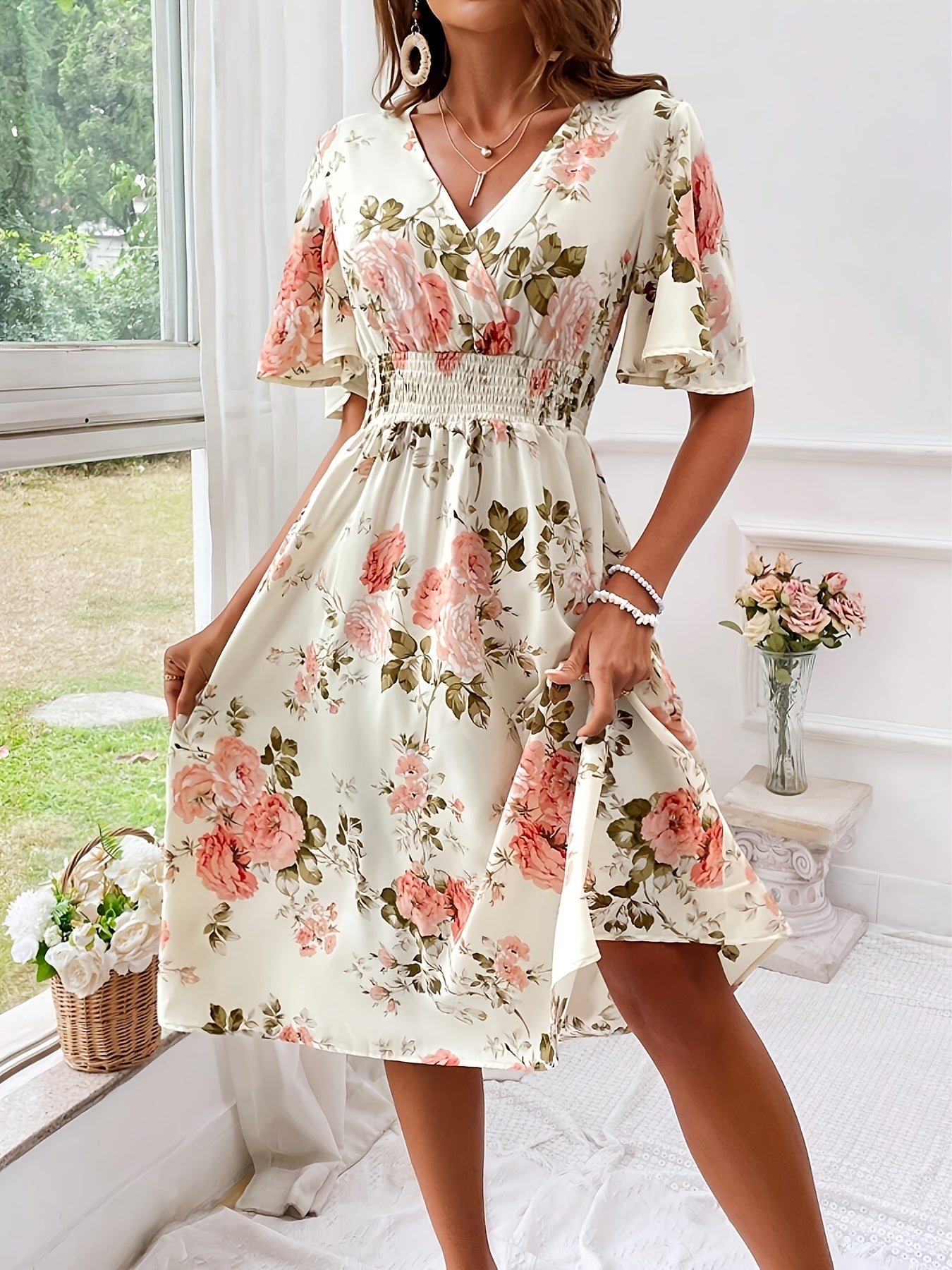 Aria - Plus Size Floral Pencil Dres