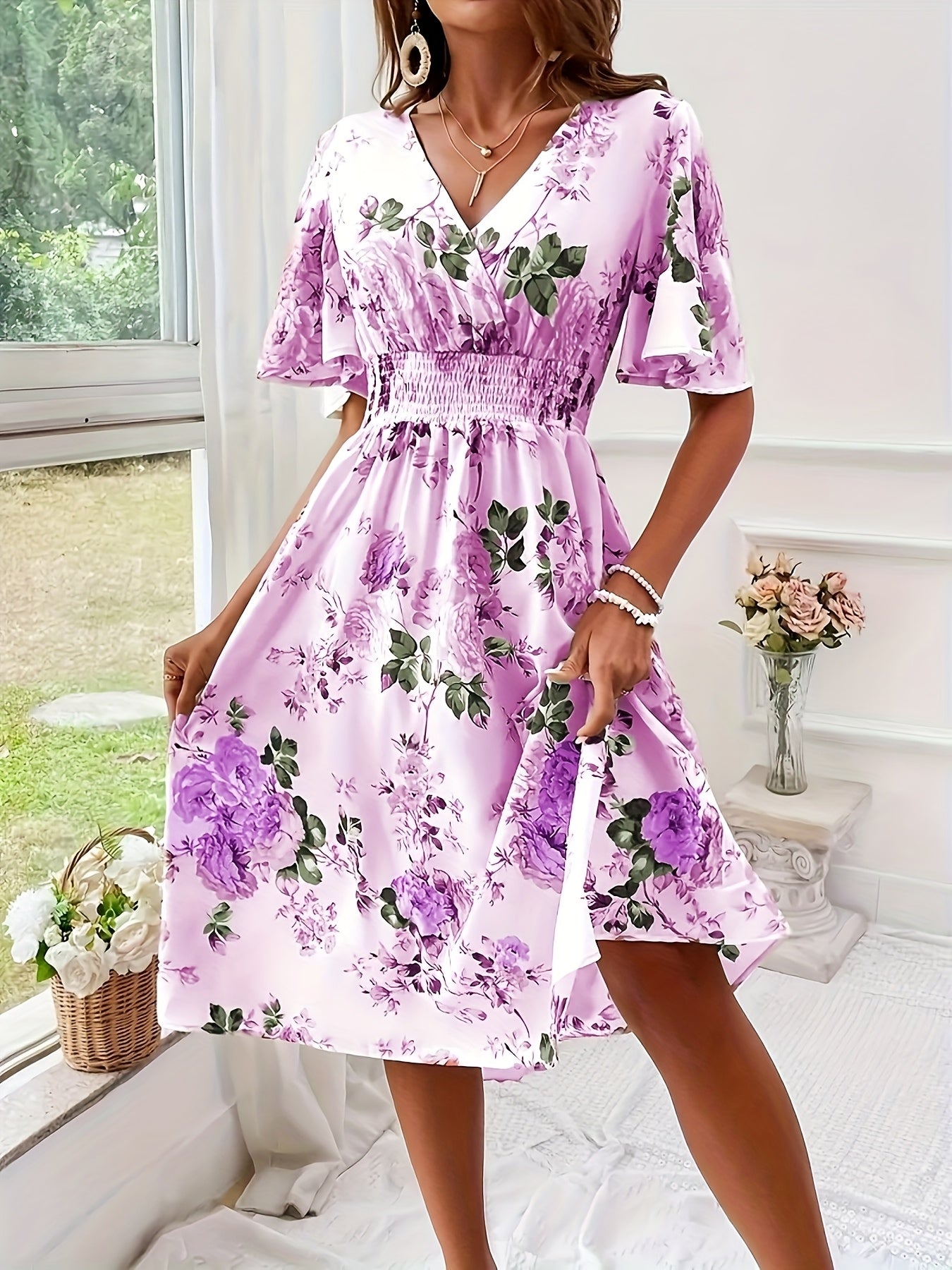 Aria - Plus Size Floral Pencil Dres