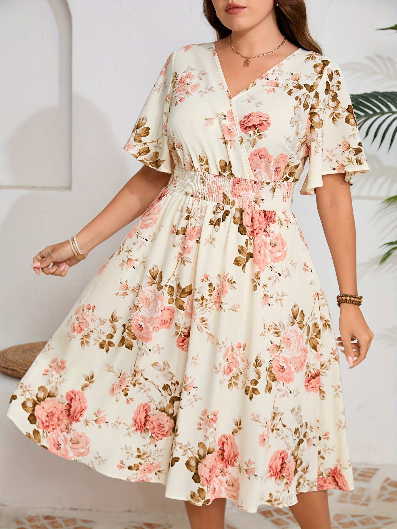 Aria - Plus Size Floral Pencil Dres