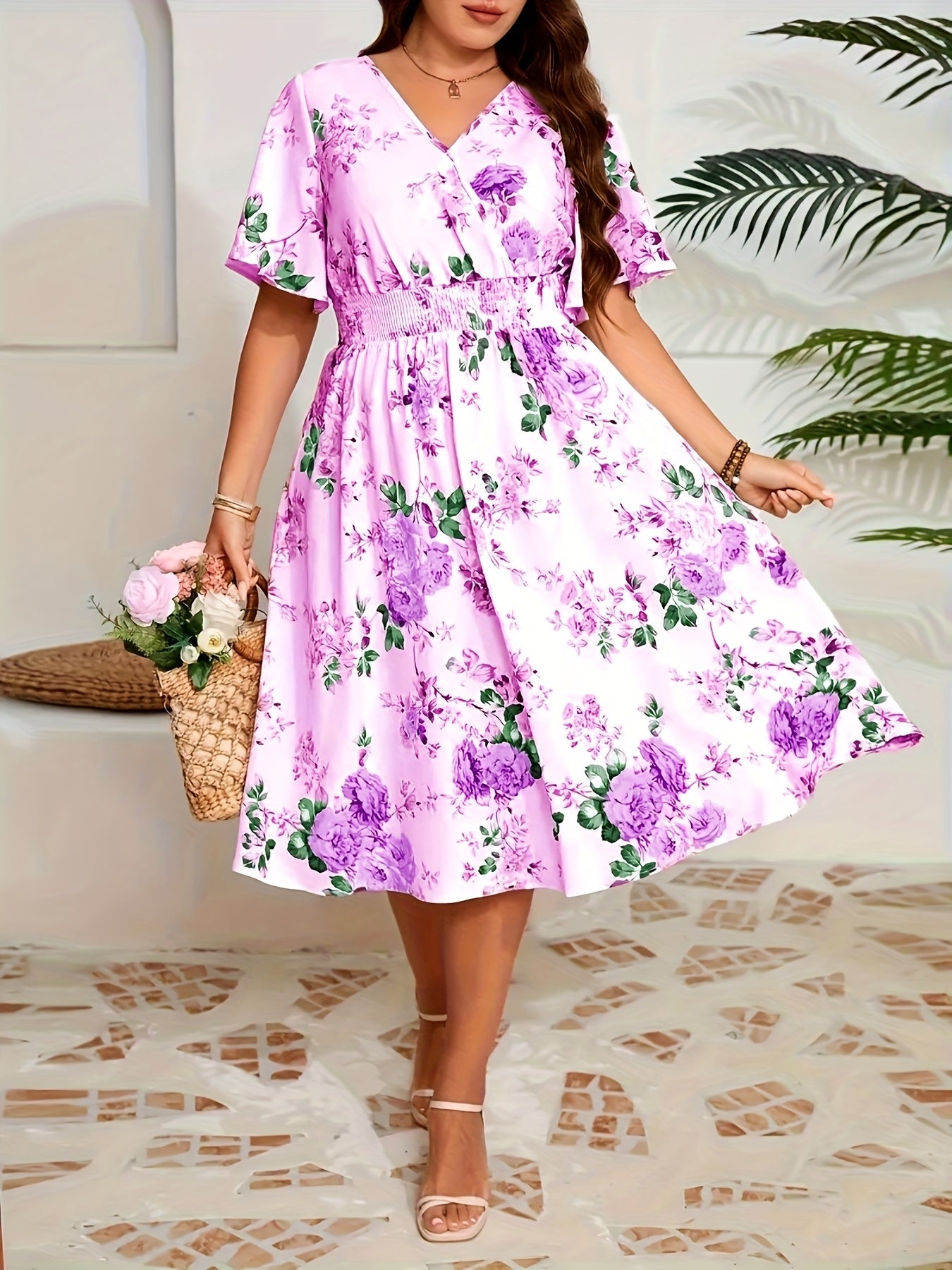 Aria - Plus Size Floral Pencil Dres